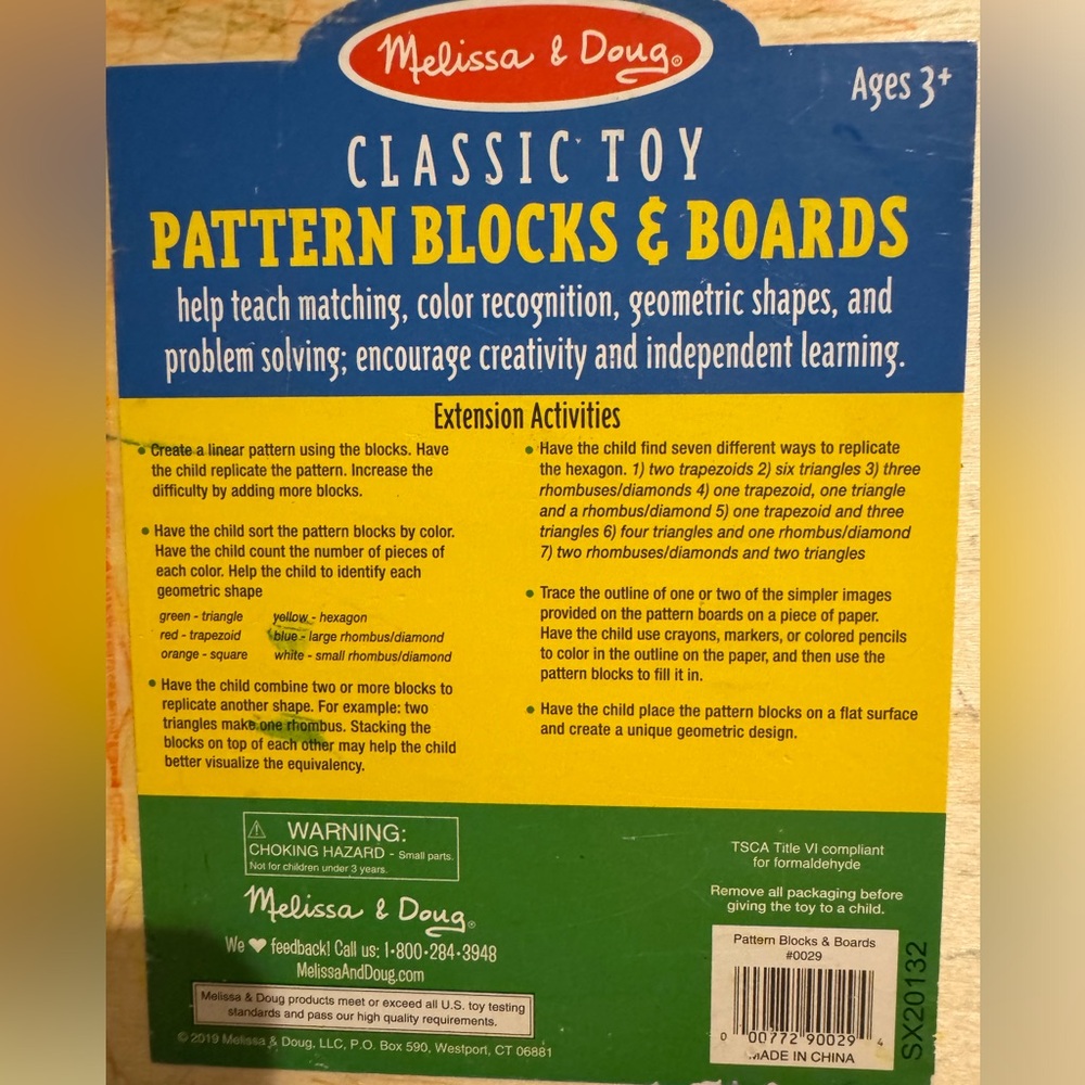 Melissa & Doug Pattern Blocks & Boards Learning Toy - Picture 4 of 4
